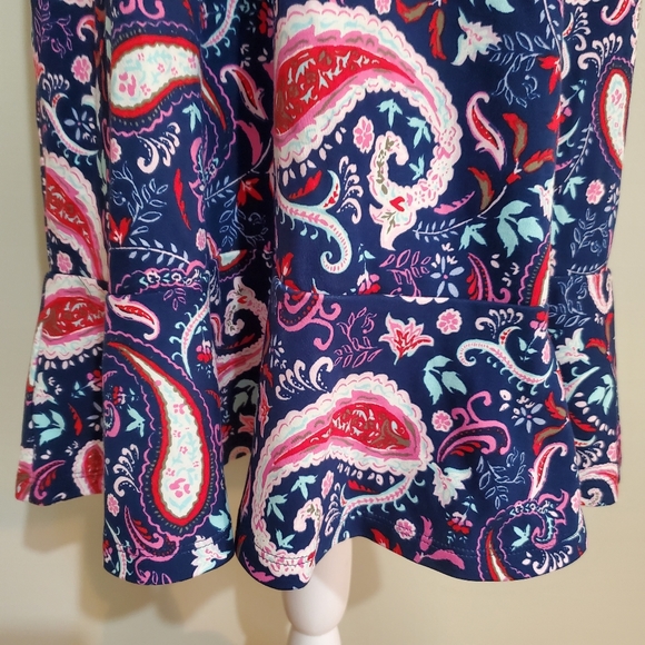 Talbot's cotton sleeveless paisley print fit & flair flounce hem dress. XL. NWT - Picture 6 of 10